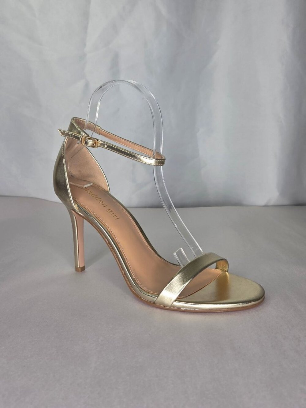 Madden Girl Brazen Two-Piece Stiletto Dress Sandals - Gold Metallic, Size: 6, 9 - Picture 3 of 8